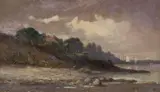 Edward Bannister, Untitled (shoreline with sailboats and roof)