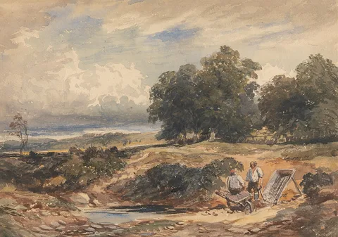 David Cox, Landscape with Men Sifting Sand
