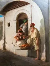 Hippolyte Lazerges, Marchand d'oranges dans une ruelle d'Orient - Hippolyte Lazerges