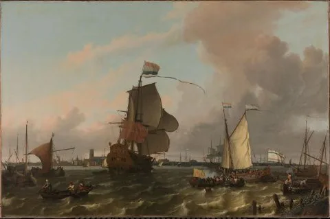 Ludolf Backhuyzen, The Man-of-War Brielle on the River Maas off Rotterdam