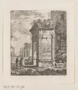 Johann Franciscus Ermels, Twee mannen naast de ruïne van een poort in Rome