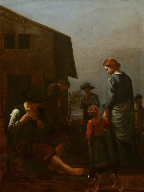 Michael Sweerts, Peasant Family, with a Man Removing Fleas from Himself
