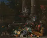 Pieter Gijsels, Still life near a fountain