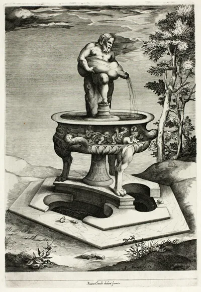 Pieter Perret, Fountain with Silenus in the Garden of the Cesi Palace near Rome