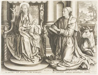 Anton Wierix, Saint Luke Painting the Virgin