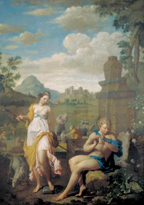 Pieter Veen, Pastoral Scene (Shepherd Piping and Nymph Dancing)