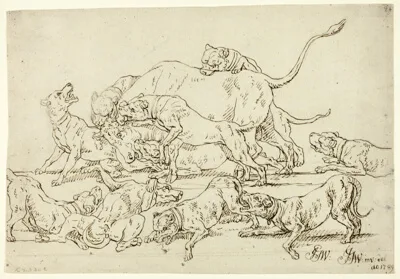 Joseph Georg Winter, Dogs Attacking a Bull