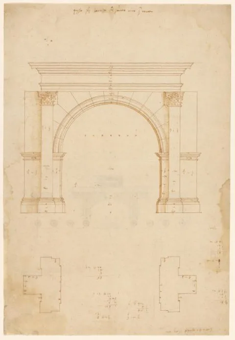 Andrea Palladio, Opmetingstekening van de Boog van Galienus in Rome