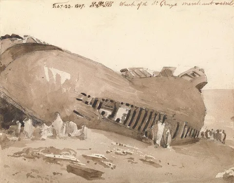 John Samuel Hayward, Wreck and the Merchant Vessel, St. George, at Deal, Kent