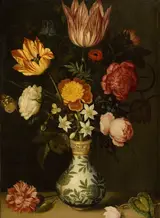 Ambrosius Bosschaert, Still life with flowers in a Wan-li vase