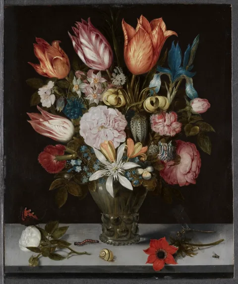 Ambrosius Bosschaert, Flowers in a Glass