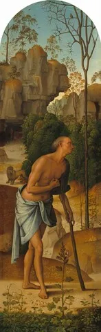 Pietro Perugino, The Crucifixion with the Virgin, Saint John, Saint Jerome, and Saint Mary Magdalene [left panel]