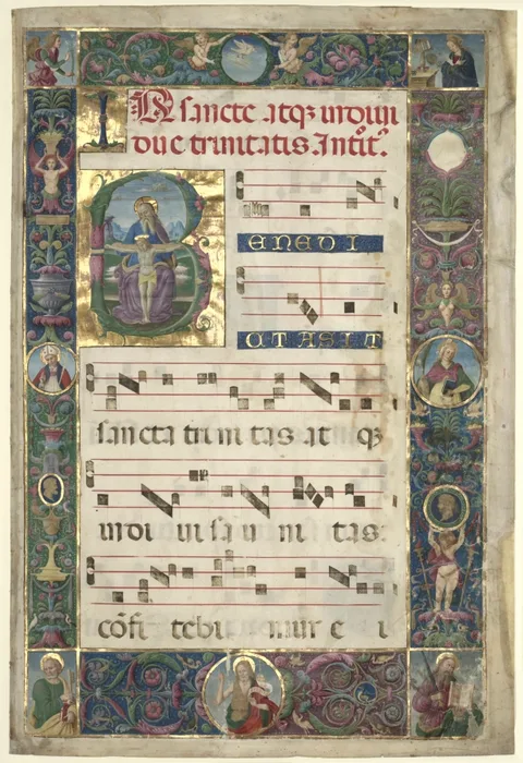 Pietro Perugino, The Trinity:  Leaf from a Gradual with Initial B