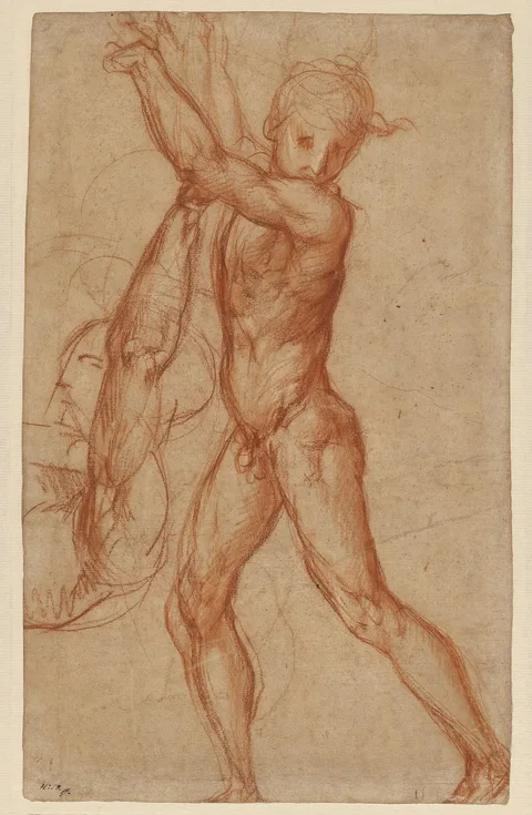 Pontormo, Study of a Nude Boy, Partial Figure Study (recto); Study of a Seated Man (verso)