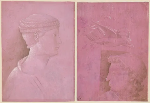 Benozzo Gozzoli, Bust of a Woman (recto); Head of a Man, Two Studies of a Woman's Profile, and a Study of An Angel (verso)