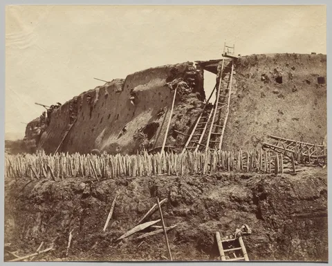 Felice Beato, Angle of Taku Fort at which the French entered