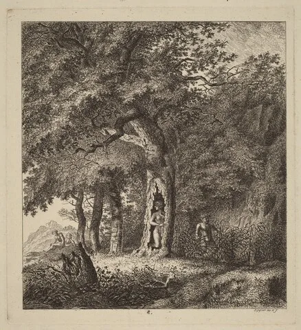 Salomon Gessner, Wooded Landscape with a Nymph and a Satyr