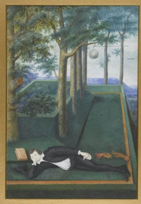 Nicholas Hilliard, Portret van een liggende edelman in een begroeide hof; Portret van Henry Percy, 9th Earl of Northumberland