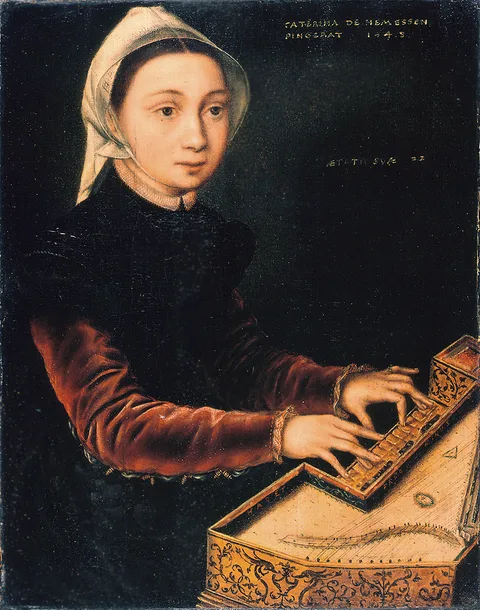 Catarina van Hemessen, Young woman playing a virginal