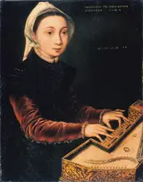 Catarina van Hemessen, Young woman playing a virginal