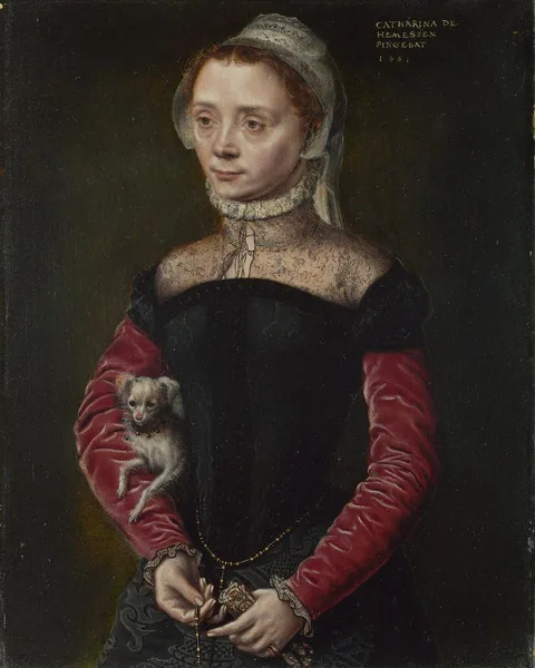 Catarina van Hemessen, Portrait of a Woman with a Dog