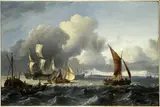 Ludolf Bakhuizen, The Merchant Shipping Anchorage off Texel Island with Oudeschild in the Distance