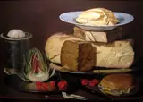 Clara Peeters, Still life with cheese, artichoke and cherries