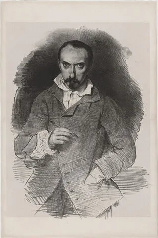 Achille Devéria, Self-Portrait in Three-Quarter Figure