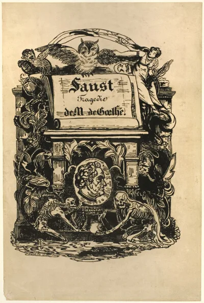 Achille Devéria, Portrait Medallion of Goethe, title page from Faust