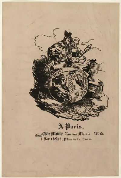 Achille Devéria, Portrait Medallion of Faust and Marguerite, publisher's sheet from Faust