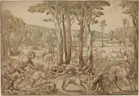 Bernard van Orley, The Hunts of Maximilian: The Stag Hunt (August)