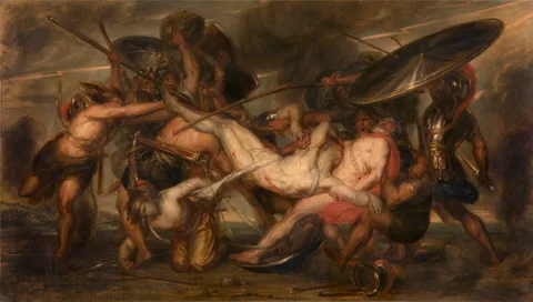 Antoine Wiertz, The Greeks and the Trojans Fighting over the Body of Patroclus