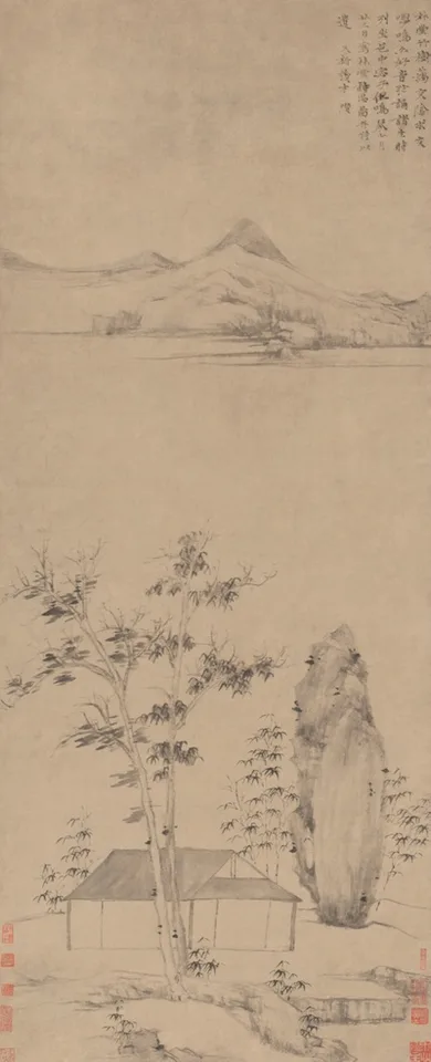 Ni Zan, Poetic Thoughts in a Forest Pavilion 林堂詩思圖