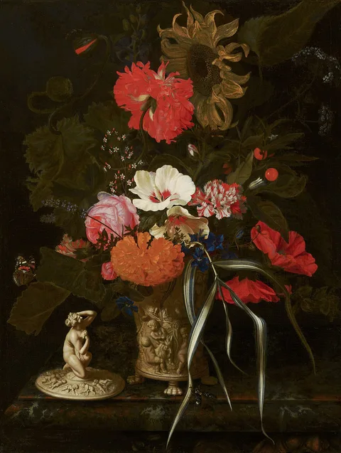 Maria van Oosterwijck, Flowers in an Ornamental Vase