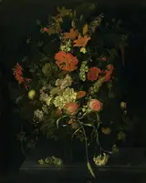 Maria van Oosterwijck, Bouquet of Flowers in a Glass Vase