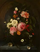 Maria van Oosterwijck, Still Life with Flowers, Insects and a Shell