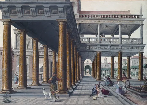 Hans Vredeman de Vries, Architectural Caprice with Figures