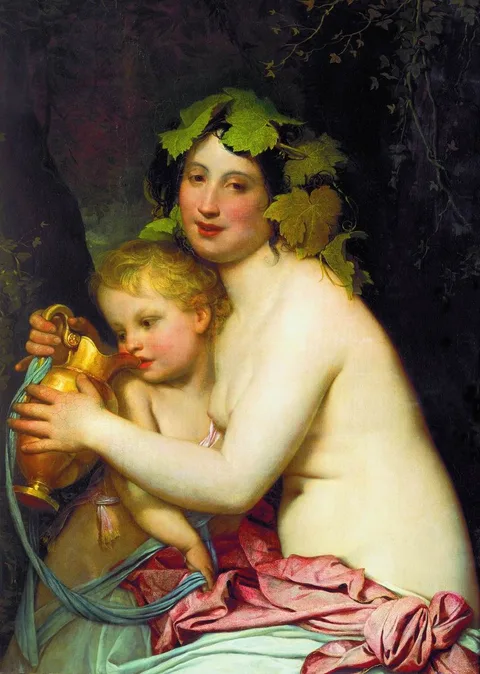 Fyodor Bruni, Bacchante Plying a Cupid with Wine