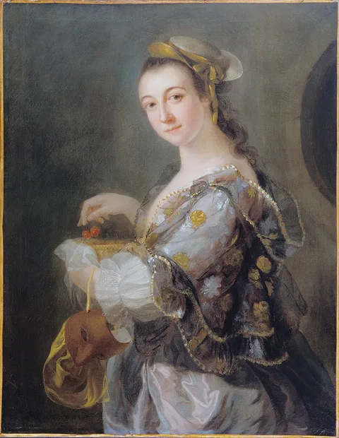 Benjamin Wilson, Portrait of a Lady with Mask and Cherrie