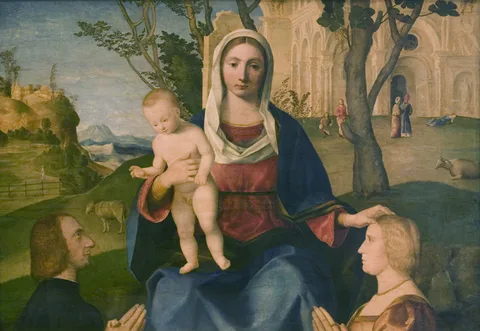 Vincenzo Catena, The Virgin and Child with a Male and a Female Donor