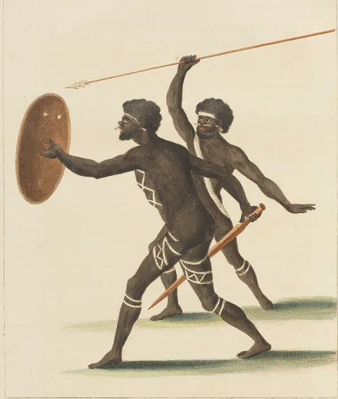 Sydney Parkinson, Two of the Natives of New Holland, Advancing to Combat