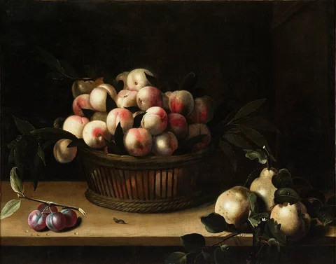 Louise Moillon, Basket of Peaches, with Quinces, and Plums