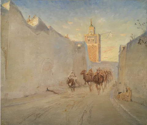 Theodor Philipsen, Camels in a Street in Tunisia