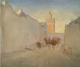 Theodor Philipsen, Camels in a Street in Tunisia