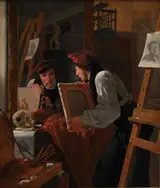 Wilhelm Bendz, A Young Artist (Ditlev Blunck) Examining a Sketch in a Mirror