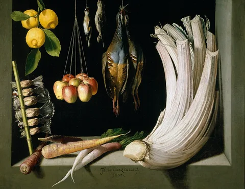 Juan Sánchez Cotán, Still Life with Game Fowl,Vegetables and Fruits