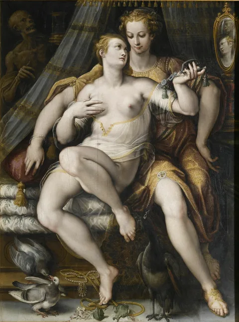 Stradanus, Vanity, Moderation, and Death