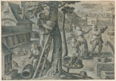 Stradanus, The Capture of a Swarm of Bees in a Farmyard