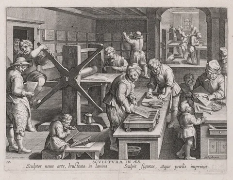 Stradanus, Sculptura in Aes, The Workshop of an Engraver