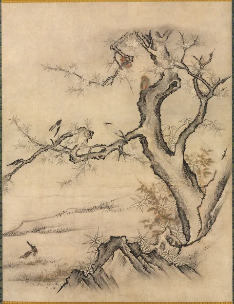 Kanō Motonobu, Flowers and Birds in a Spring Landscape